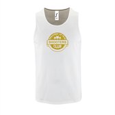 Witte Tanktop sportshirt met "Member of the Shooters club" Print Goud Size XL
