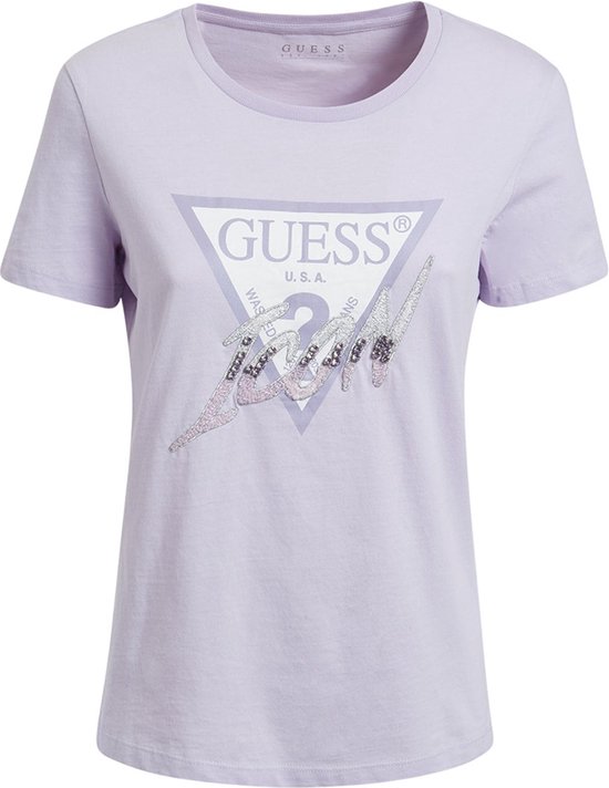 heuvel Succesvol tafereel Guess Cn Icon Tee Dames T-shirt - Paars - Maat L | bol.com