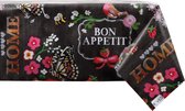 Raved Tafelzeil Bloemen  140 cm x  130 cm - Zwart - PVC - Afwasbaar