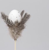 Oneiro’s Luxe Ei met veren op een stokje 12 stuks - 40x5cm – decoratie – pasen – paasdecoratie – paashaas – eieren – has – kip – gekleurde eieren – paastak – lente – feestdecoratie