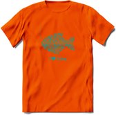 I Love Fishing - Vissen T-Shirt | Aqua | Grappig Verjaardag Vis Hobby Cadeau Shirt | Dames - Heren - Unisex | Tshirt Hengelsport Kleding Kado - Oranje - XXL