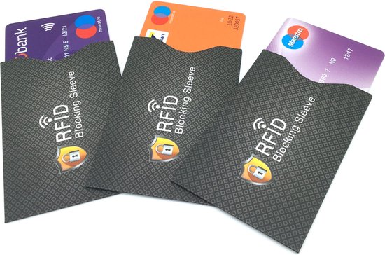 RFID pinpas creditcard hoesjes zwart ( 3 Pack ) ID kaart beschermers / RFID Blocker / NFC Bankpas en Creditcard RFID Beschermhoesjes / rfid pasjeshouder.