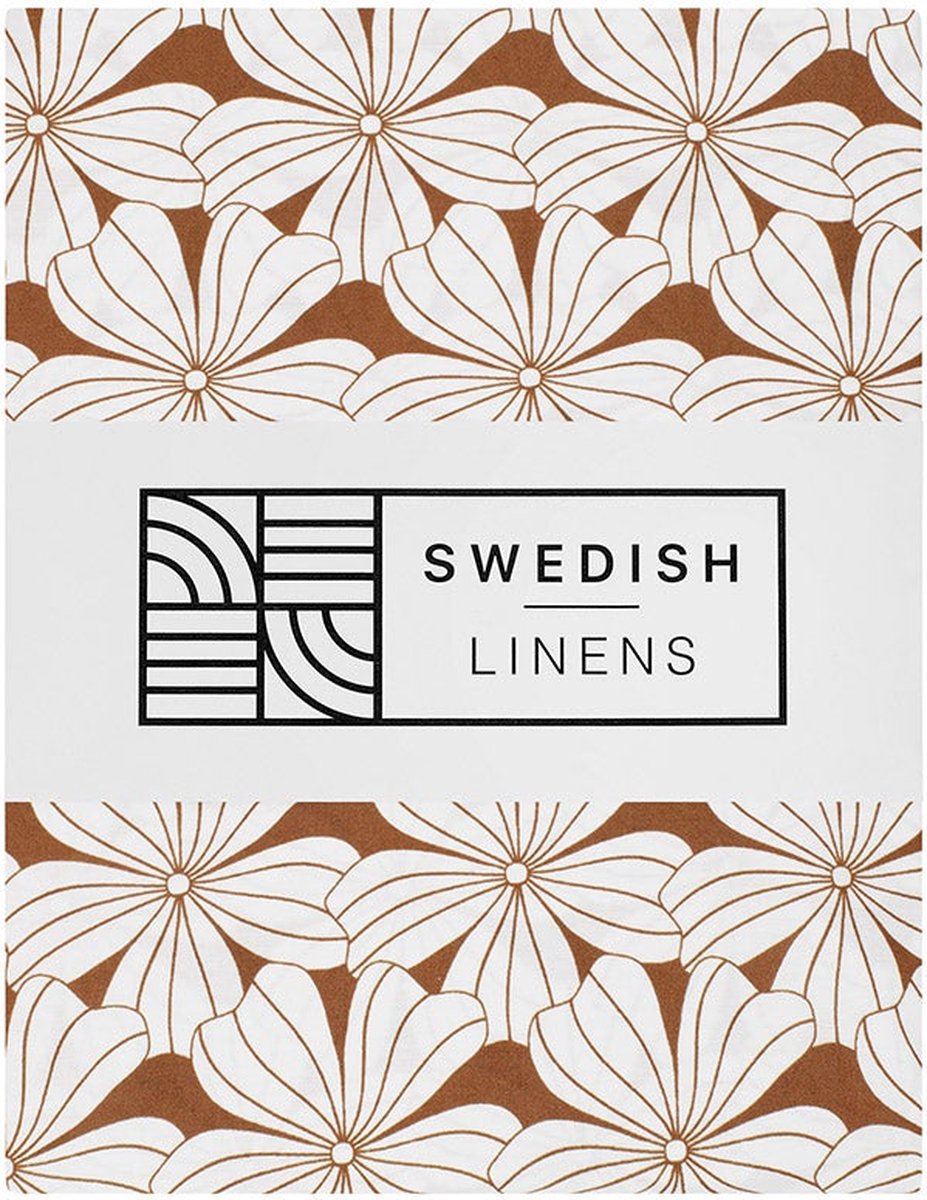 Swedish Linens - Kussensloop Flowers (60x70 cm) - Kussensloop - Cinnamon Brown