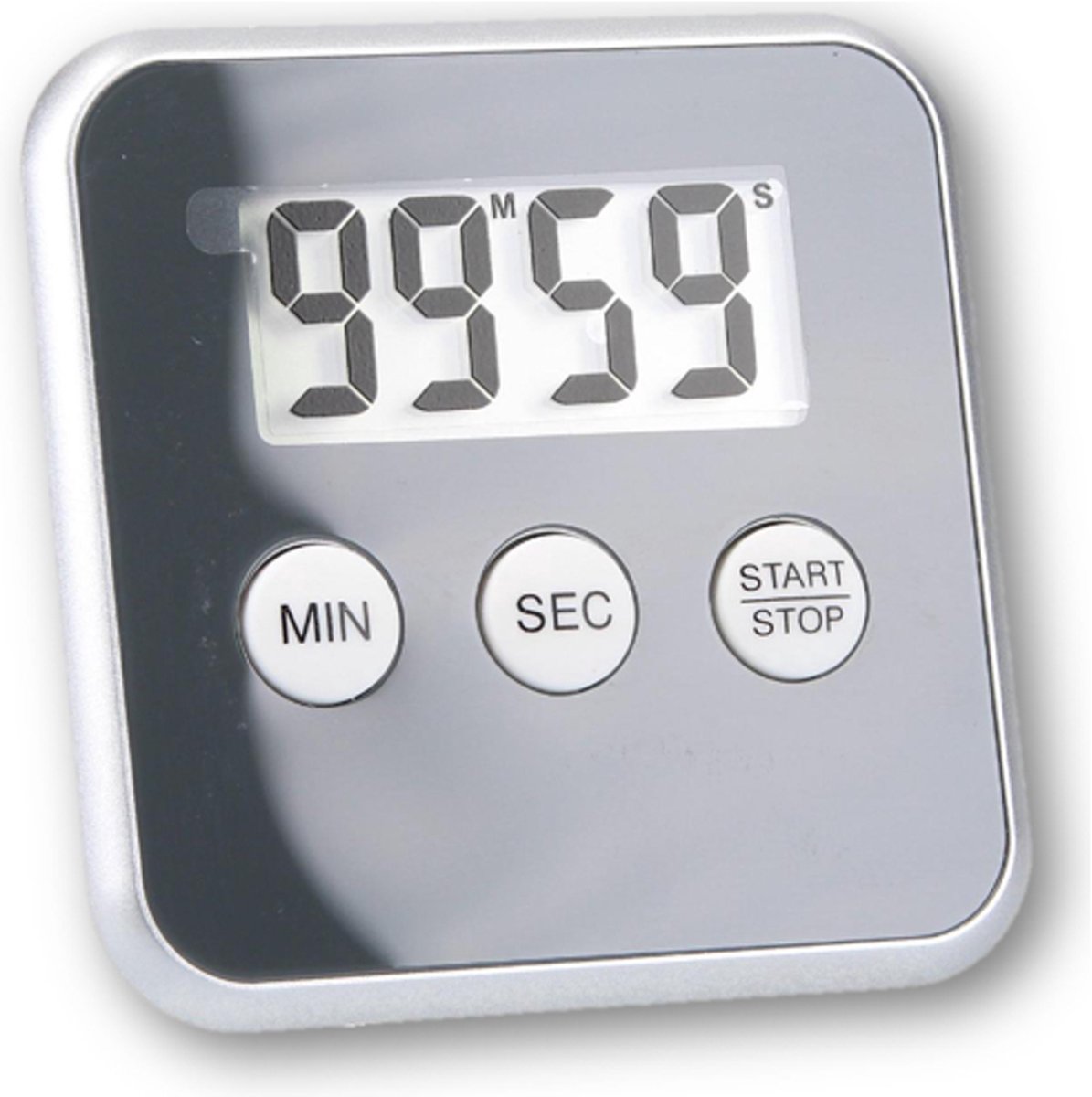 Digitale Timer - Kookwekker - Grijs – 8x8cm - Timer voor Koken - Inclusief batterij - Koken - Kookwekker - Magneet of standaard - Grijs - 1x kookwekker.
