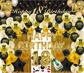 18 jaar verjaardag versiering - 18 Jaar Feest Verjaardag Versiering Set 87-delig  - Happy Birthday Slinger & Ballonnen - Decoratie Man Vrouw - Zwart en Goud