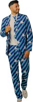 Carnavalspak Heren - Blauw met Sterren Blue Stars - 3 delig - carnavalskleding maat L