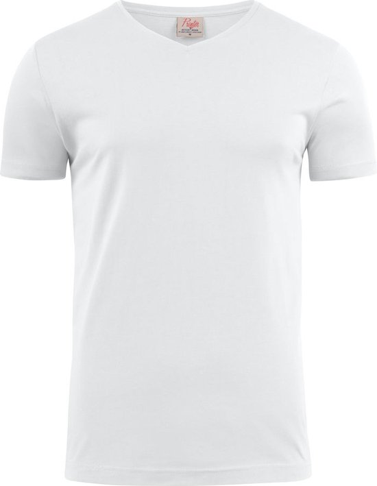 Printer T-shirt Heavy V-hals Man 2264024 Wit - Maat M