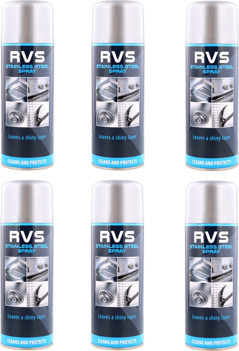 RVS-spray - 6 X 400 ml - Ontvettende functie - Reinigende functie - Spray -  Keuken... | bol.com