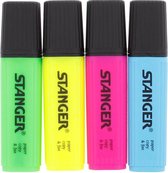 Markeerstiften - Stiften - Geel - Roze - Blauw - Groen - Stanger - Markeerstift - Markeren - 4 kleuren - Marker.