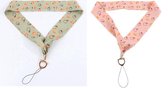 2 Stuks - Dames keycord - Sleutelhanger met koord - Appels Groen En Roze