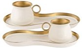 Karaca -Delon- Set van 2 koffiekopset-voor twee personen-Turkse koffie-espresso-wit-gold-porselein-