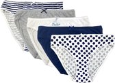 5 stuks Katoenen dames slips - positive mind - marineblauw-ecru-grijs - Maat  46/48