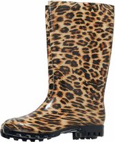 XQ Footwear - Regenlaarzen - Dames - Festival - Panterprint - PVC - Hoog - bruin - maat 40