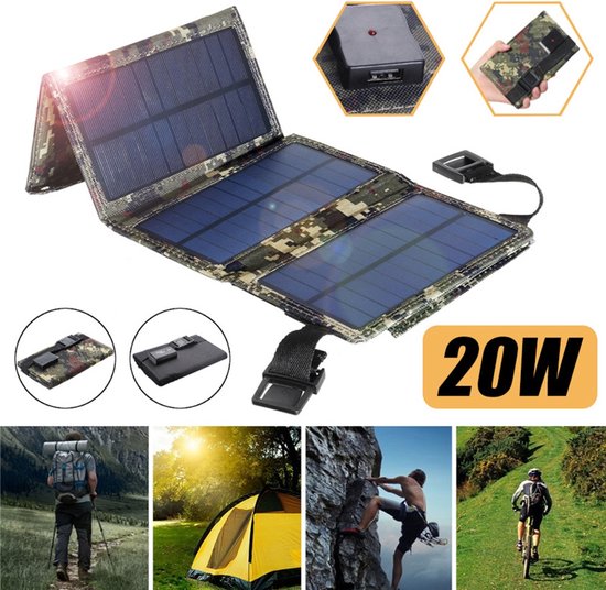 Draagbaar 20W zonnepaneel met USB - C & IP57 - SolarBen