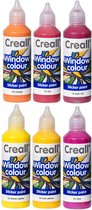 Glas Verf - 6 Kleuren Assortiment – 6 x 80ml - Windowcolor – Met handig Tuitdop – Maak zelf mooie Stickers