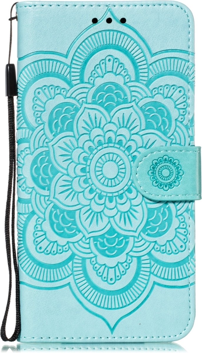 Mobigear Telefoonhoesje geschikt voor Apple iPhone 11 Hoesje | Mobigear Mandala Bookcase Portemonnee | Pasjeshouder voor 3 Pasjes | Telefoonhoesje voor Pinpas / OV Kaart / Rijbewijs - Turquoise