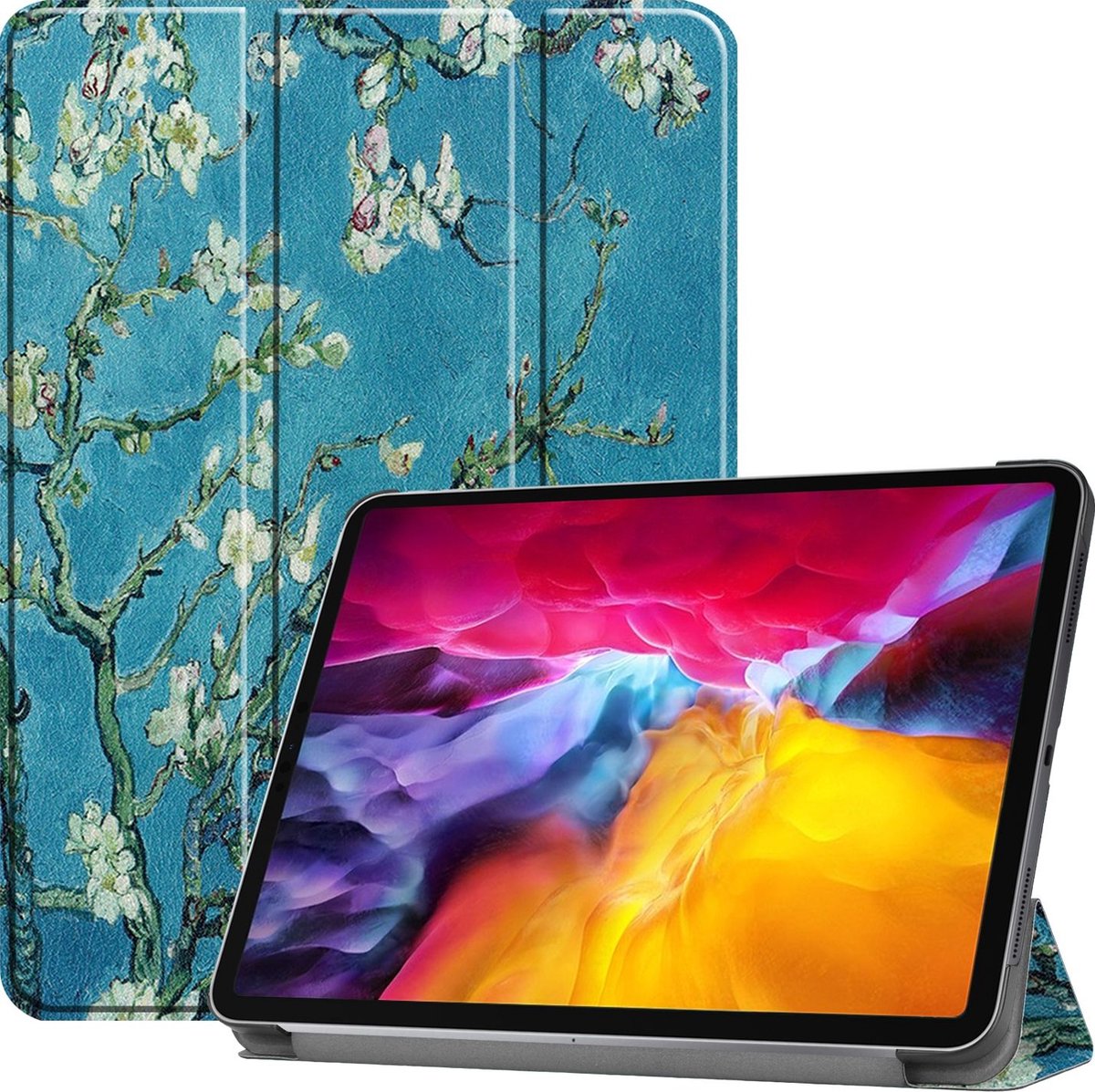 Mobigear Tri-Fold Tablethoes geschikt voor Apple iPad Pro 11 (2021) Hoes Bookcase - Amandelbloesem
