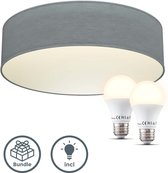 B.K.Licht - Slimme Plafondlamp - Plafonnière - Ø38cm - modern - voor binnen - grijs - met E27 fitting - incl. smart lichtbronnen