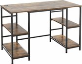 Manzibo Bureau - 4 Planken - Bureautafel - Computer Tafel - Laptop Tafel Vintage Look - Hout/Metaal - Bruin/Zwart
