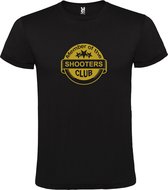 Zwart T shirt met " Member of the Shooters club "print Goud size M