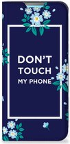 Telefoontasje Xiaomi Redmi 10 Smartphone Hoesje Flowers Blue Don't Touch My Phone