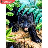 Diamond Painting - Panter - Zwarte Panter - 40x50 cm - Vierkante Steentjes - Teksten - Volwassenen - Hobby - Cadeau - Moederdag - Kado