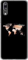 Coque Huawei P20 - Wereldkaart - Peinture - Zwart - Coque en Siliconen téléphone