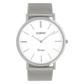 OOZOO Vintage series - Zilveren horloge met zilveren metalen mesh armband - C9900 - Ø44
