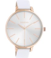 OOZOO Timepieces - Rosé gouden horloge met witte leren band - C10710 - Ø48