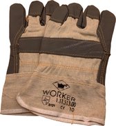 Worker - Veiligheidshandschoen - Werkhandschoen Leder Meubelleer - 12 Stuks - Bruin