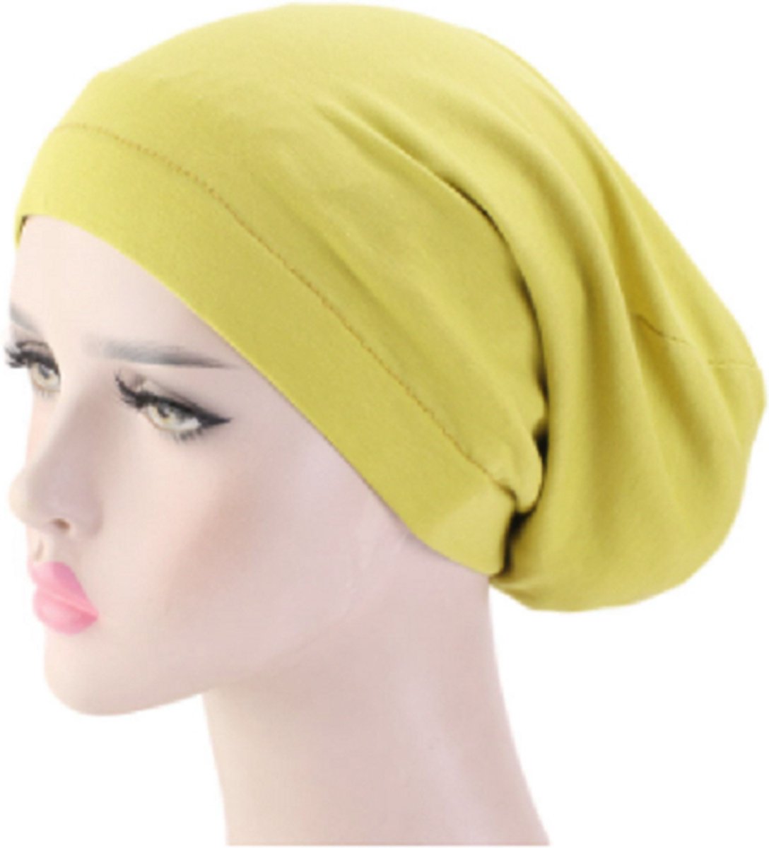 Slaapmuts - Beanie slaapmuts - Beanie muts - Slouchy Beanie hoed - Chemo hoofddeksel - Slaapmuts voor mannen - Slaapmuts voor vrouwen - Multifunctionele hoofddeksel - Winter muts - Geel