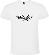 Wit  T shirt met  "Bad Boys" print Zwart size M