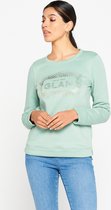 LOLALIZA Trui met opschrift - Turquoise - Maat XS