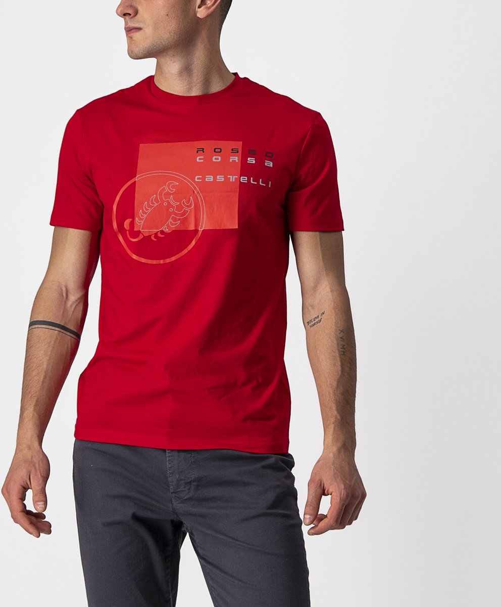 Castelli Casual T-Shirt Heren Rood - MAURIZIO TEE RED SILVER GRAY BLACK-XL