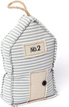 Deco deurstopper in maritieme look strandhuis stof blauw-beige strepen