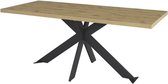 Vaste eettafel - Rechthoekig - Decor eiken en zwart metaal - Modern - RAVEN - L 180 x D 80 x H 76 cm