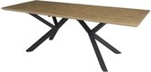 Table à manger extensible - Décor Chêne et métal noir - ELLIOR - L 180/200 x P 90 x H 76 cm
