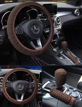 Universal Ice Silk Steering Wheel Cover Gear Handbrake Covers Wear-resistant Anti-slip for Car Interior Accessories 38CM