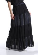 Franse kleurrijke luchtige rok, boho jurk ORANJE kleur, elastische band en kant maat 38-42