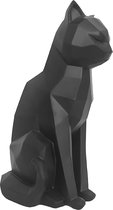 Lucy's Living Luxe Beeld CAT Zwart – 12 x 27 cm - polyresin - decoratie - woonaccessoires - interieur – beeld – krokodil – wanddecoratie – abstract – zwart – wit