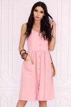 Super Lichte Zomer Jurk (Knielengte) van modehuis Merribel, Katoen, Rose, Maat XL