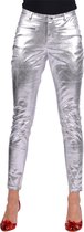 Damesbroek Metallic Zilver - Dames - Verkleedkleding - Carnavalskleding - Zilveren Broek - Maat XL/42