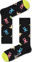 Happy Socks Frog Sock - zwarte sok met gekleurde kikkers - Unisex - Maat: 41-46