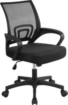 Furnibella - Bureaustoel, draaistoel, ergonomische bureaustoel, computerstoel, kantoorstoel, sportstoel, groot zitvlak met rugleuning van netstof