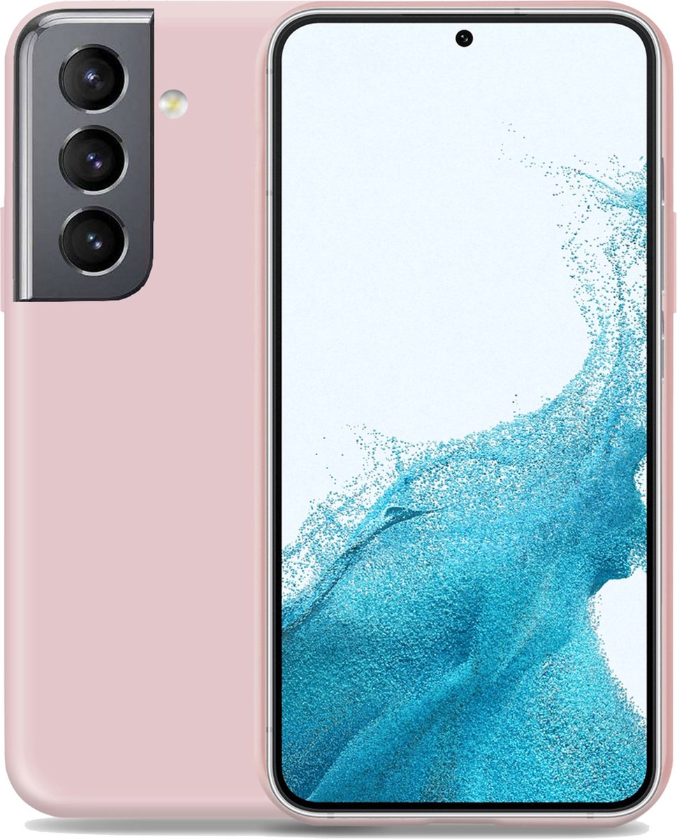 Geschikt voor Samsung S22 Plus Hoesje - Suède Back Cover Case Rose