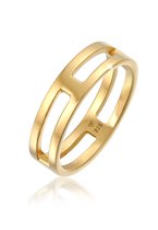 KUZZOI Heren Ring Heren Band Ring Bar Solid Trend Basic in 925 Sterling Zilver Gold Plated