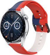 Strap-it Triple sport bandje - geschikt voor Huawei Watch GT / GT 2 / GT 3 / GT 3 Pro 46mm / GT 2 Pro / GT Runner / Watch 3 - Pro - rood/wit/blauw