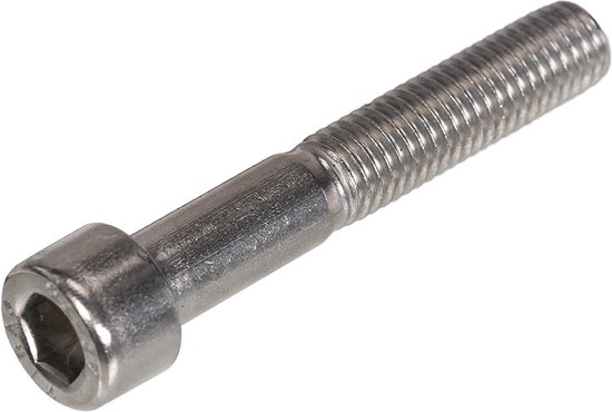 Een roestvrijstalen M5x45 inbusbout met een zeskantige kop.