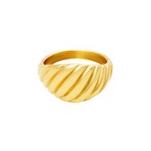 Waterproof chunky ring, baguette ring, RVS ring goud, statement ring, swirl ring, swirled statement ring, that girl jewelry, cadeau voor haar, Zilveren baguette ring, Chunky ring z