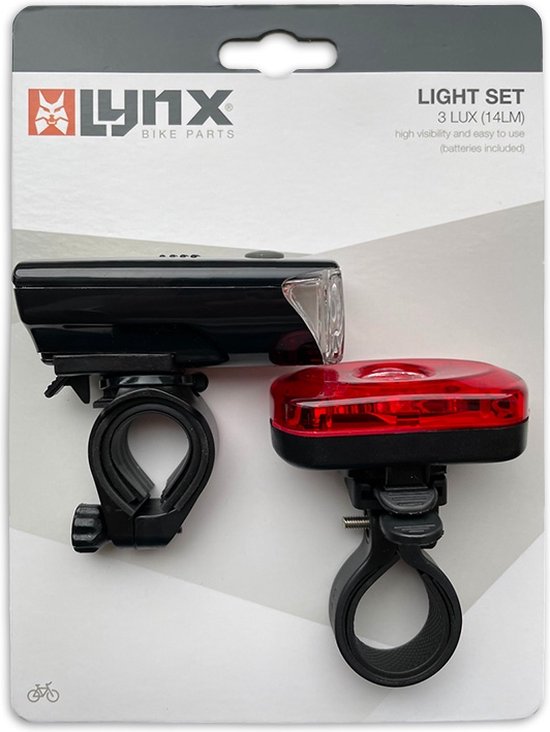 Lynx Fiets  Verlichtingsset Basic 3 Lux Batterij Led Voorlamp & Achterlamp — afbeelding 3